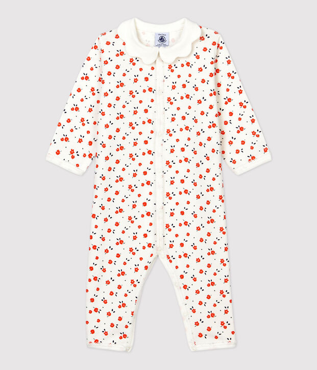 Baby-Strampler ohne F&uuml;&szlig;e aus Bio-Baumwolle mit Kragen weiss/vielfarbig