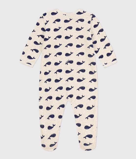 Pyjama aus Samt mit Meereswalen beige MONTELIMAR/blau MEDIEVAL