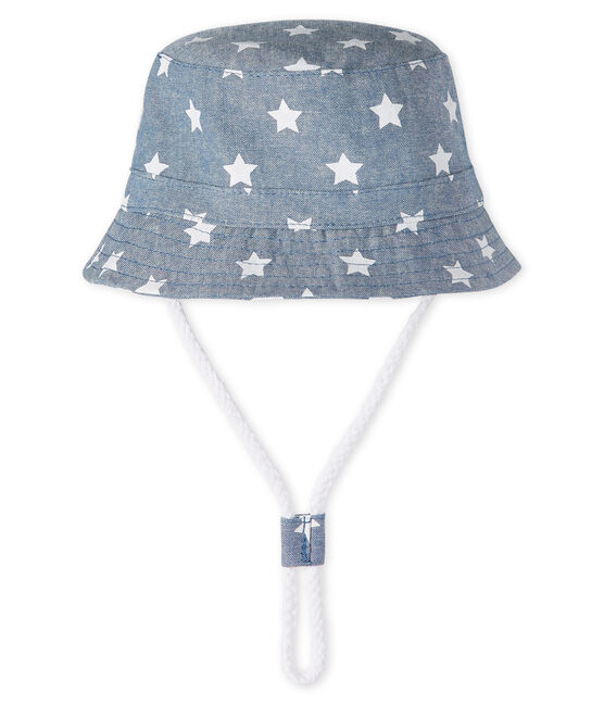 Baby-Fischerhut gemustert für Jungen. blau SMOKING/weiss MARSHMALLOW