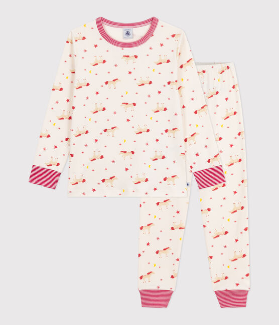 Kinder-Pyjama aus Baumwolle mit Pferdmotiven MILK/ MULTICO