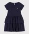 Kurz&auml;rmeliges Kinder-Kleid aus einfarbiger Baumwolle SMOKING