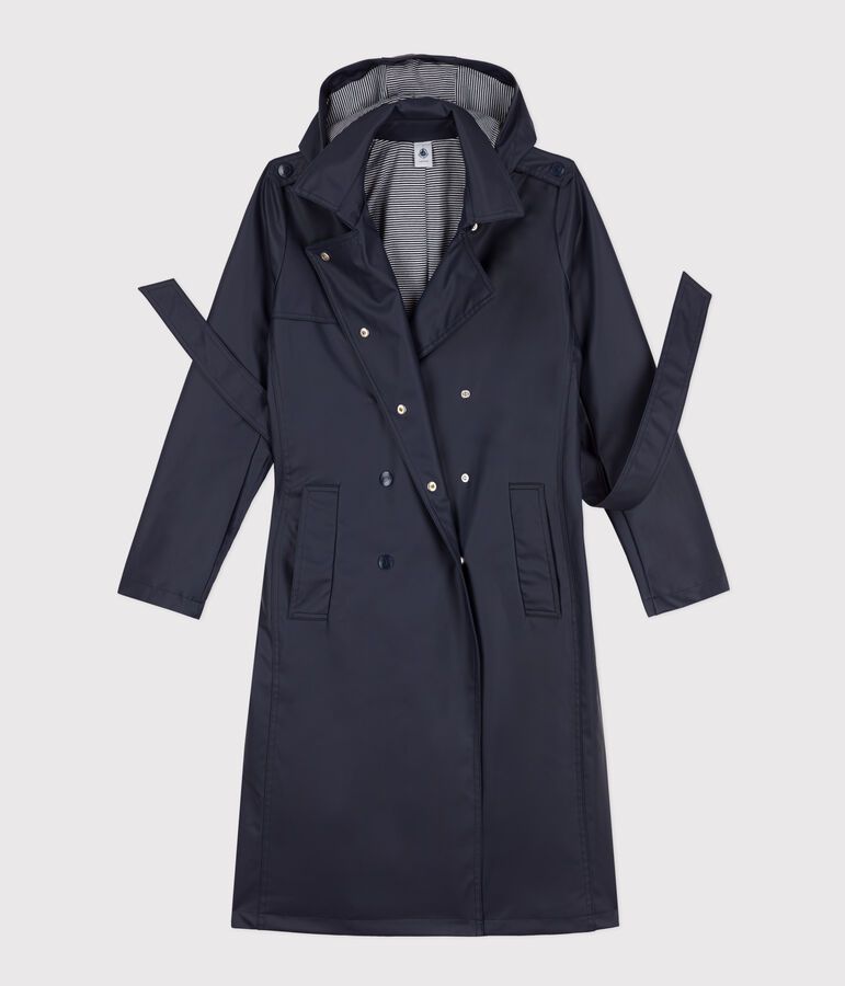 Trenchcoat mit Kapuze f&uuml;r Damen blau