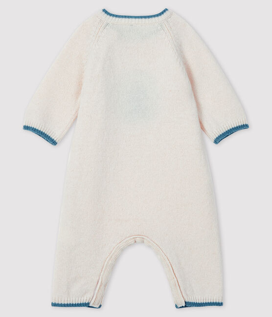 Gestrickter Baby-Langoverall mit Jacquard-Muster weiss MARSHMALLOW