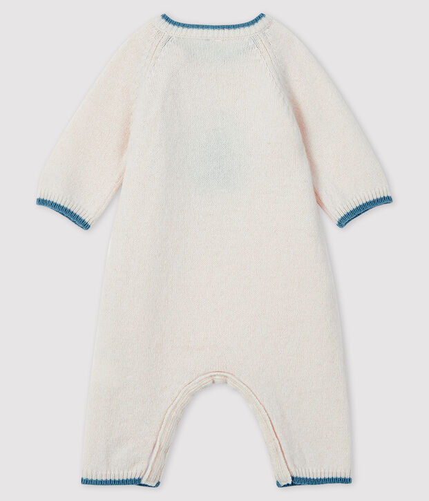 Gestrickter Baby-Langoverall mit Jacquard-Muster weiss