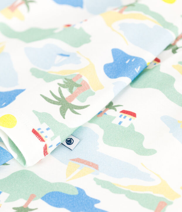 Kinder-Pyjama aus bedruckter Baumwolle weiss/vielfarbig