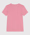 Damen-T-Shirt L'Iconique aus Baumwolle mit Streifen rosa PEONIA/ MARSHMALLOW