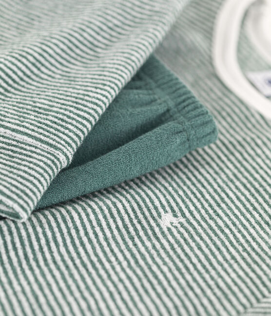 Kinderpyjama aus Baumwolle mit Ringelstreifen grün VALLEE/weiss MARSHMALLOW