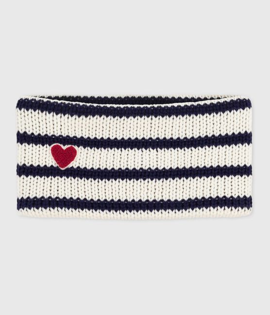 Baby-Schlauchschal mit Streifen aus Strick mit Fleece-Futter blau MARSHMALLOW/ SOIR