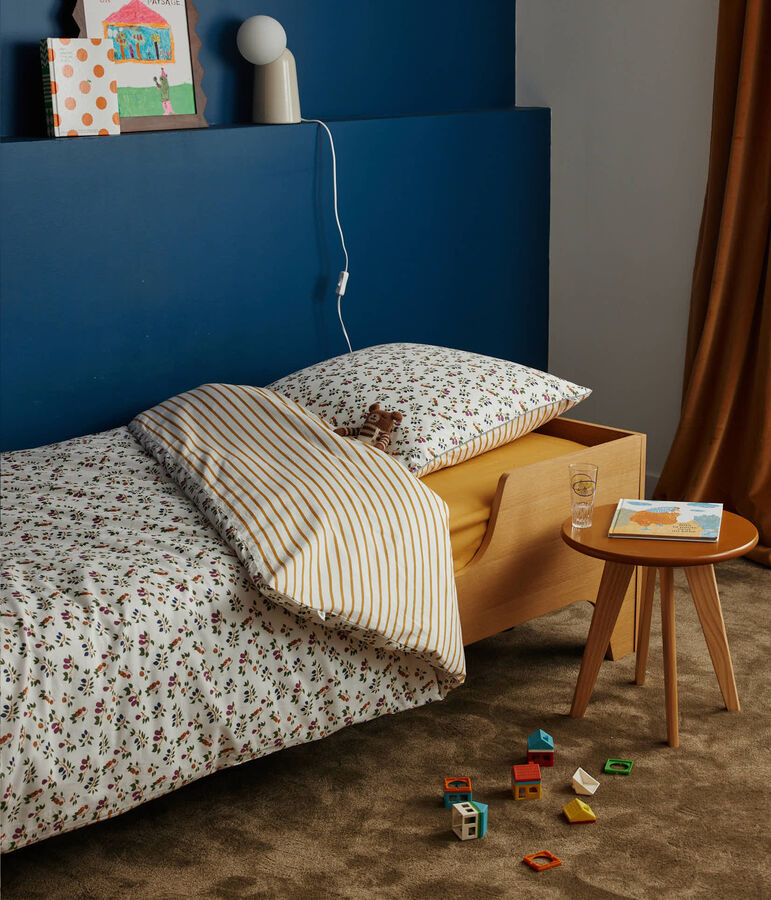 Bett- und Kissenbezug mit Obstmotiv f&uuml;r Kinder weiss/gelb/vielfarbig