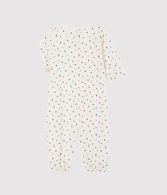 Kombi-Overall aus Rippstrick für Babys weiss MARSHMALLOW/blau SMOKING/ MULTICO