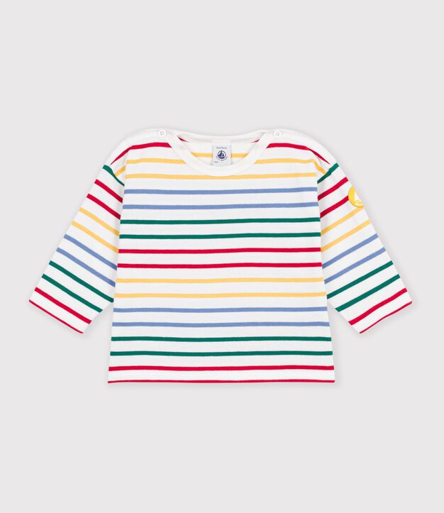 Baby-Streifenshirt Marini&egrave;re aus Baumwolle weiss/vielfarbig