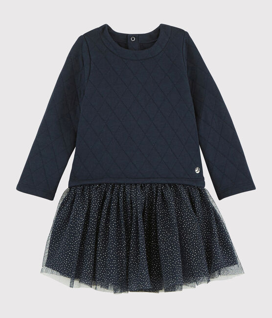Langärmeliges Baby-Kleid für Mädchen blau SMOKING