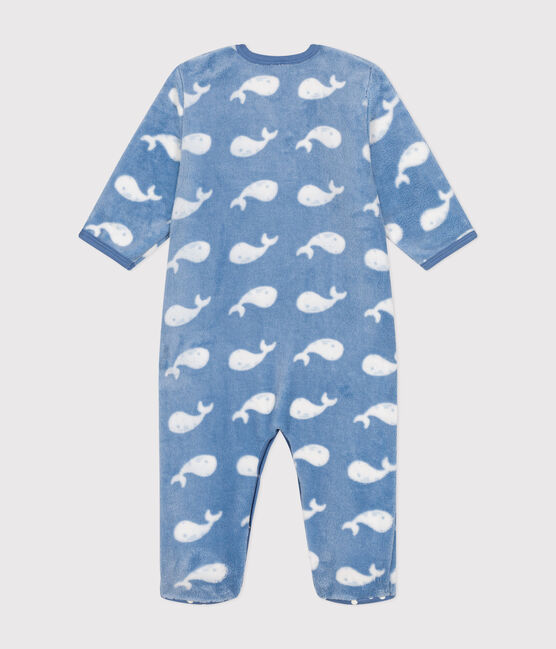Baby Overall-Pyjama aus Fleece blau BEACH/ MARSHMALLOW