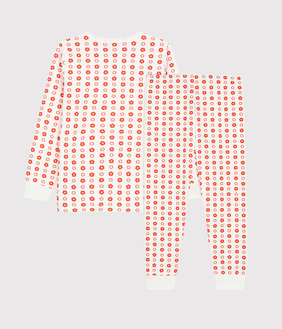 Kinderpyjama aus Bio-Baumwolle mit grafischem Printmuster weiss MARSHMALLOW/ SPICY