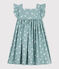 Ärmelloses langes Kinder-Kleid aus Baumwolle mit Blumenmuster blau PAUL/weiss MARSHMALLOW
