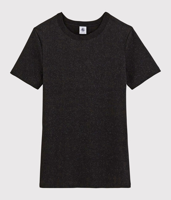 Damen-T-Shirt mit Rundhalsausschnitt schwarz NOIR/ ARGENT