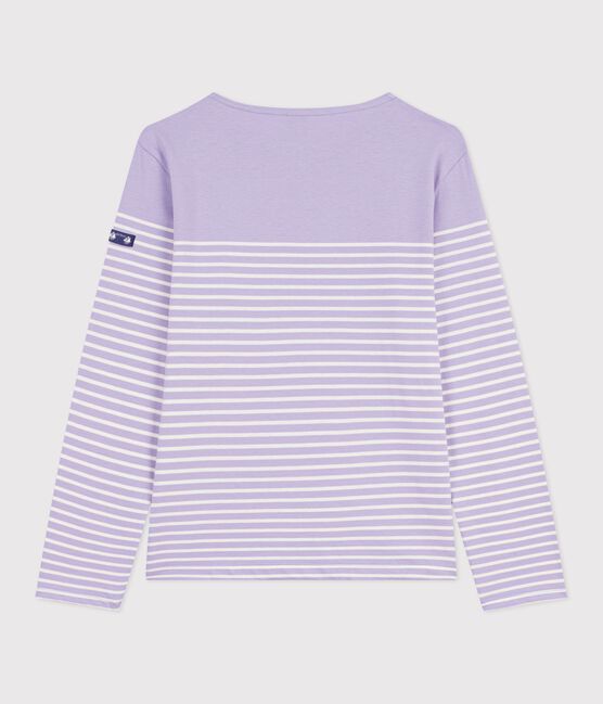 Damen T-Shirt "Marinière" mit Streifen aus Baumwolle violett SQUAW/ MILK