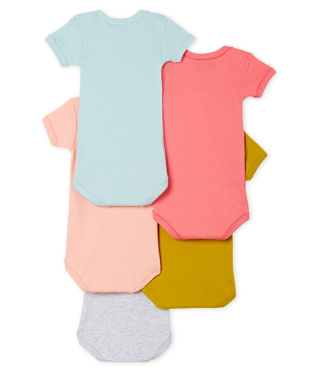 5er-Set kurz&auml;rmelige Baby-Bodys f&uuml;r M&auml;dchen vielfarbig