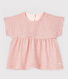 Kurzärmelige Baby-Bluse aus gestreiftem, gedoppeltem Jersey für Mädchen