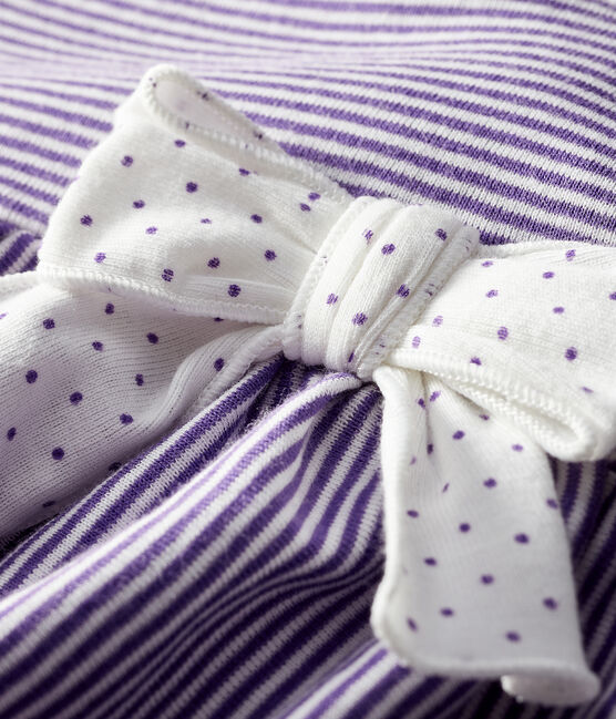 Babykleid mit Milleraies-Streifen für Mädchen violett REAL/weiss MARSHMALLOW