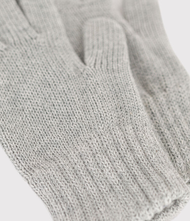 Kinder-Handschuhe aus einfarbigem Strick grau