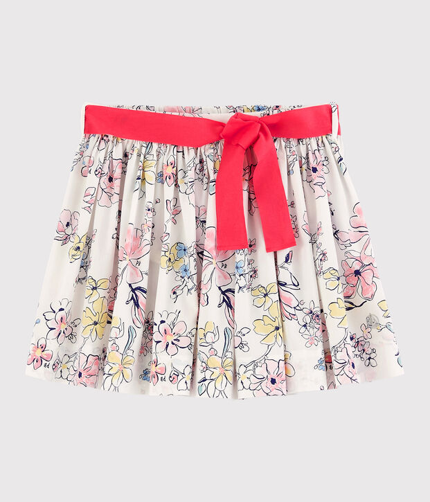 Kinderrock aus Popeline f&uuml;r M&auml;dchen weiss/vielfarbig