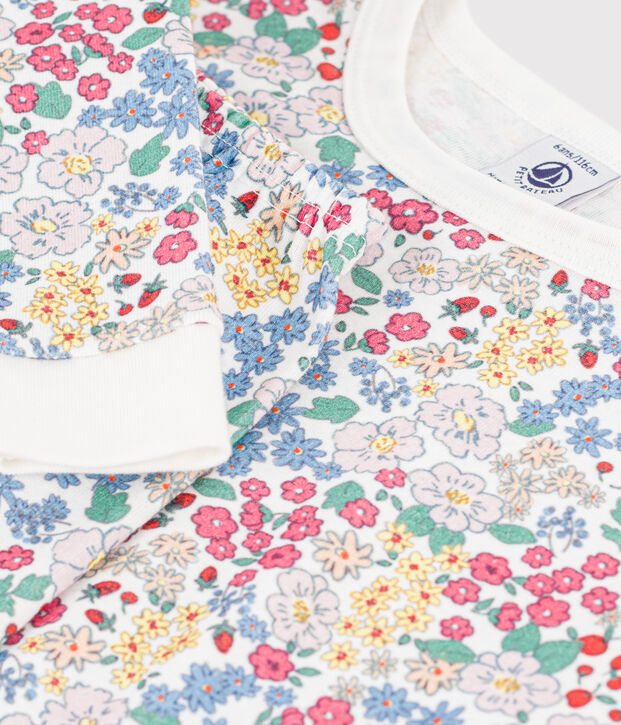 Eng anliegender Kinder-Pyjama aus gemusterter Baumwolle vielfarbig/rosa/vielfarbig