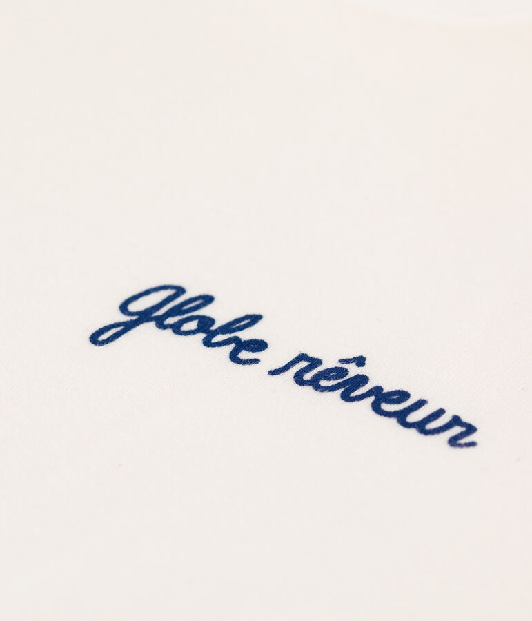 Baumwoll-T-Shirt mit Rundhalsausschnitt und Siebdruck f&uuml;r Damen weiss