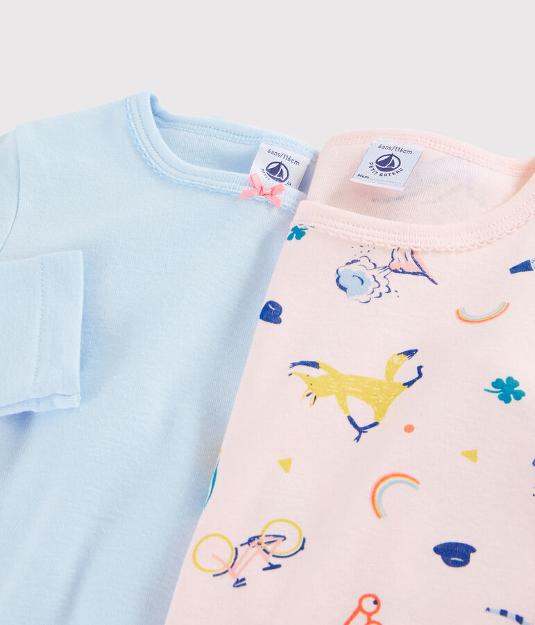 Set mit 2 lang&auml;rmligen Yoga-T-Shirts mit Tiermuster f&uuml;r kleine M&auml;dchen vielfarbig