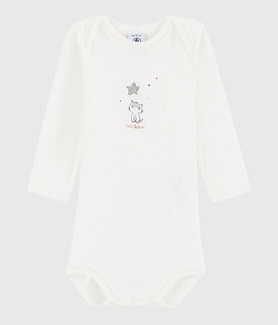 Langärmeliger Baby-Body Jungen weiss MARSHMALLOW