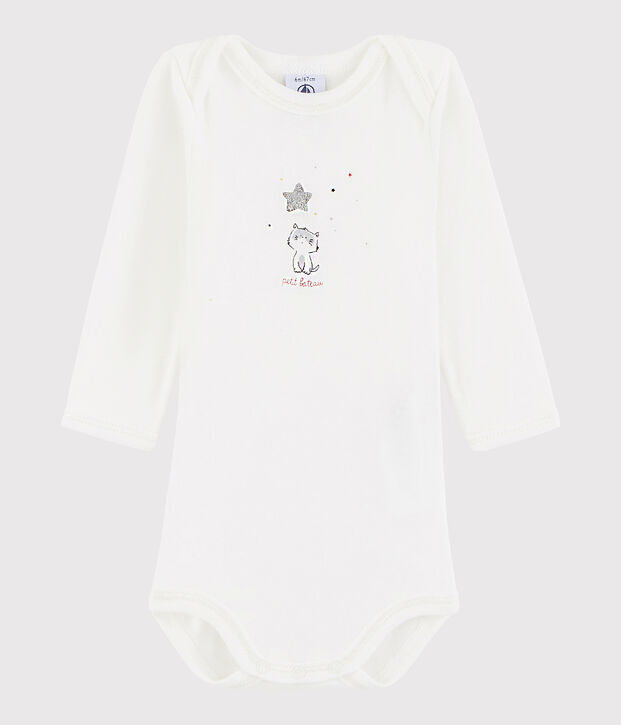 Lang&auml;rmeliger Baby-Body Jungen weiss
