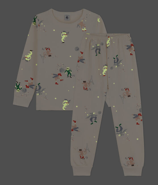 Phosphoreszierender Kinderpyjama aus Molton weiss AVALANCHE/ MULTICO