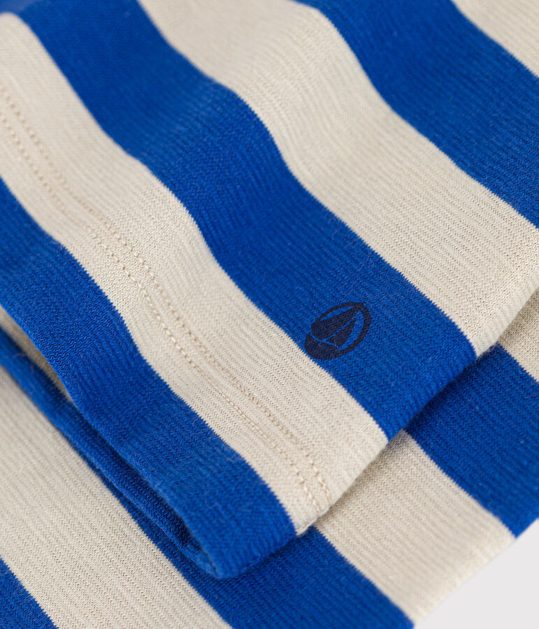 Damen-T-Shirt LE DROIT aus Baumwolle mit Rundhalsausschnitt blau/grau