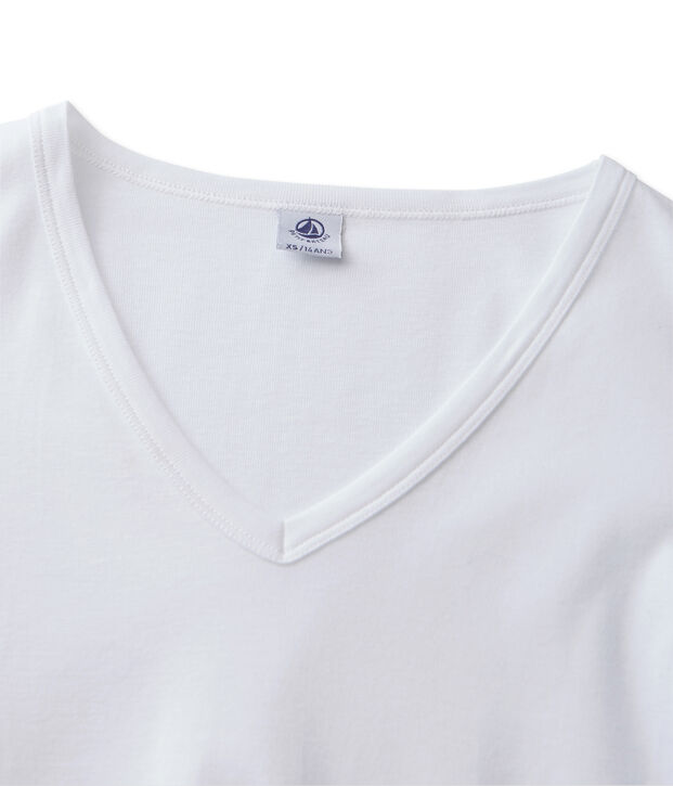 Damen-Langarmshirt mit V-Ausschnitt weiss