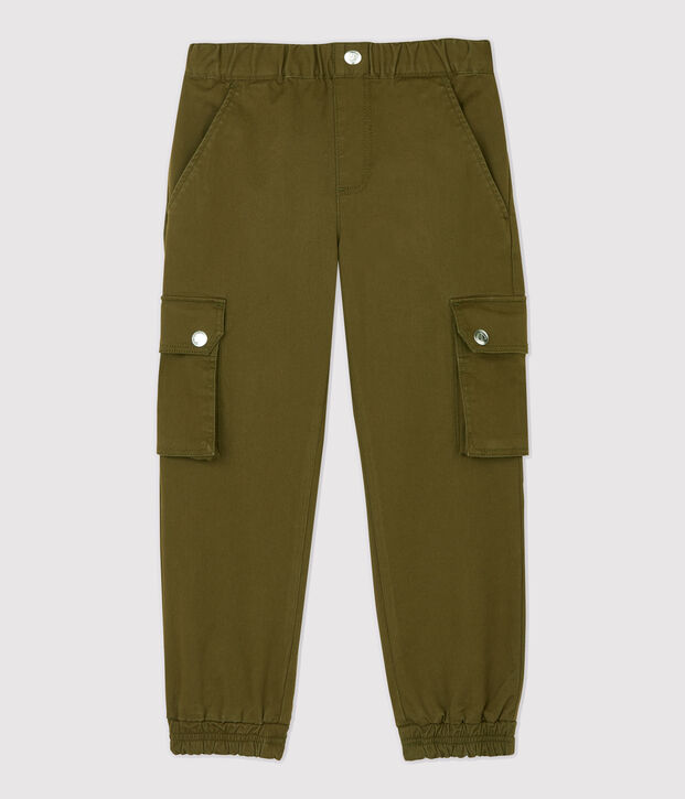 Kinder-Cargohose aus Baumwoll-Gabardine f&uuml;r M&auml;dchen gr&uuml;n
