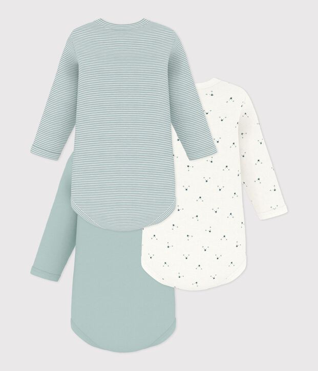 Set lang&auml;rmeliger Baby-Bodys aus Baumwolle mit B&auml;rmotiv vielfarbig