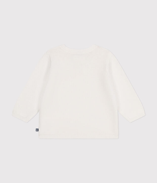 Baby-Cardigan aus Baumwollstrick in Ajour-Optik weiss