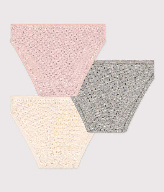 3er-Set-Slips aus Baumwolle in Ajour-Optik für Mädchen variante 1