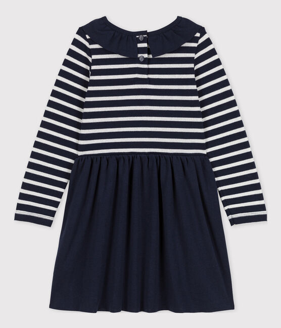 Langärmeliges Kinderkleid für Mädchen blau SMOKING/ ARGENT