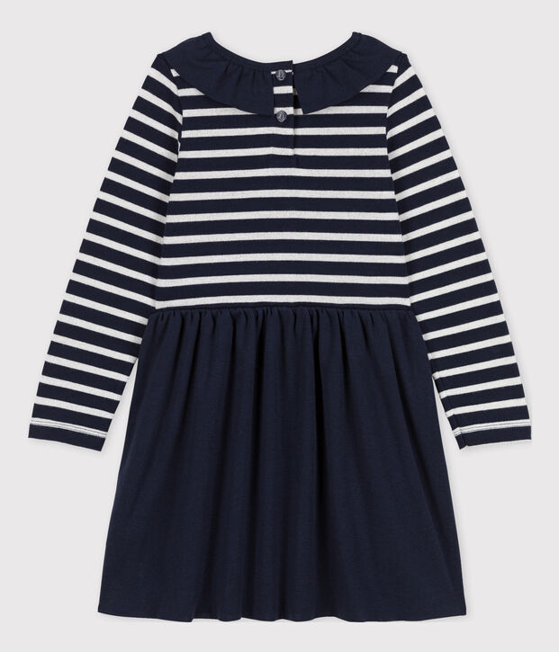 Lang&auml;rmeliges Kinderkleid f&uuml;r M&auml;dchen blau/grau