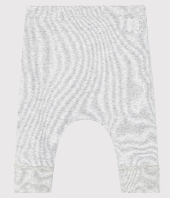 Baby-Leggings aus 2x2-Rippstrick aus Bio-Baumwolle grau BELUGA CHINE