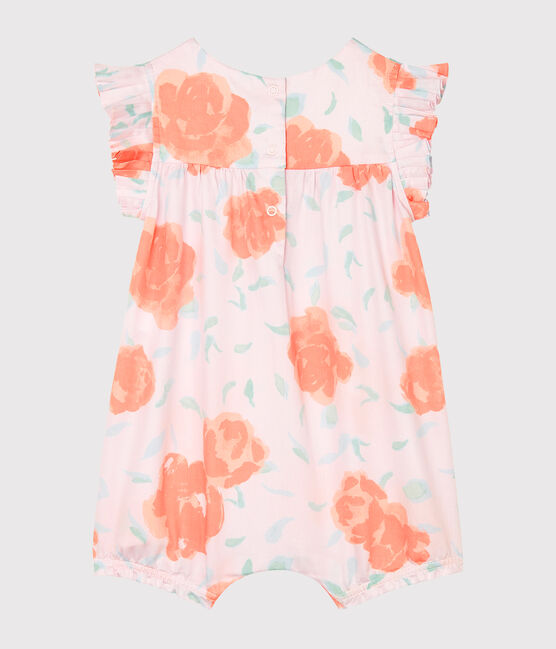 Gemusterter Baby-Spieler aus Satin für Mädchen rosa VIENNE/weiss MULTICO