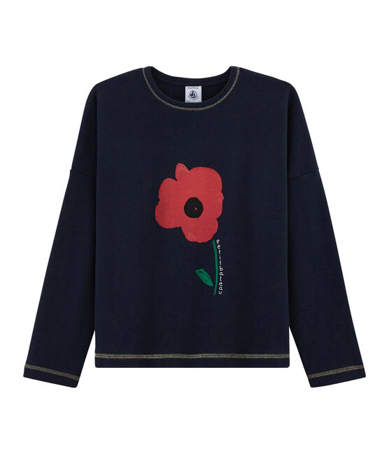 T-Shirt mit Siebdruck für Mädchen blau SMOKING