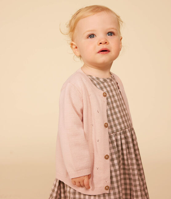 Baby-Cardigan aus Baumwollstrick in Ajour-Optik rosa SALINE