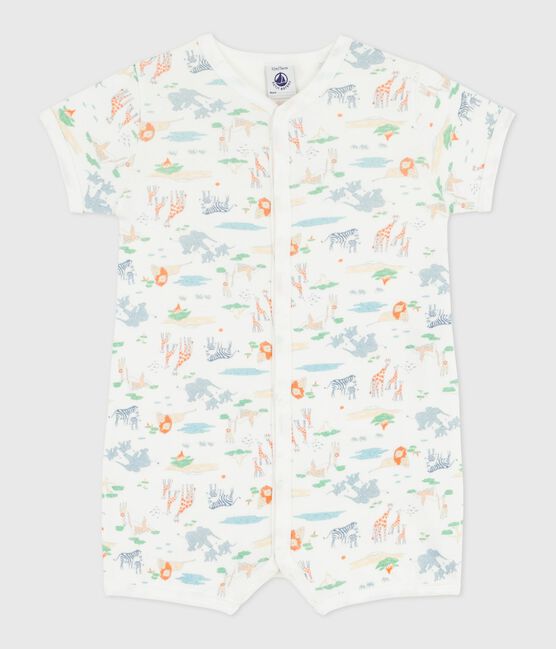Baby-Kurzoverall aus Baumwolle mit Tiermotiven weiss MARSHMALLOW/weiss MULTICO