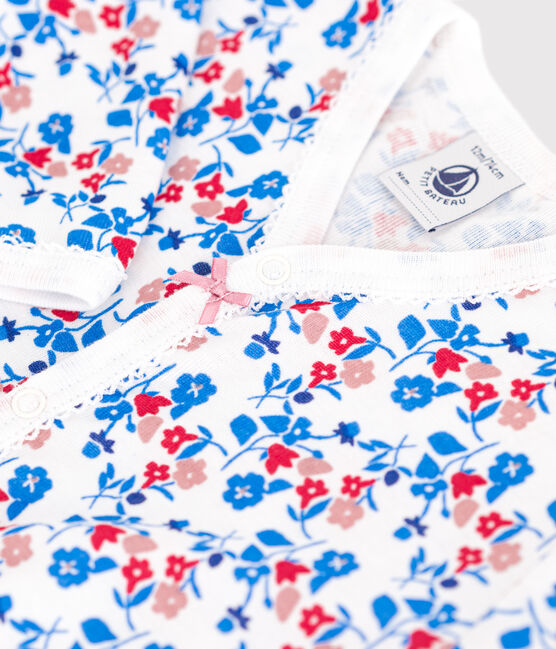 Strampler aus Baumwolle mit Blümchen weiss MARSHMALLOW/weiss MULTICO