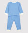 Baby-Strampler aus Bio-Baumwolle, ohne Füße blau BRASIER/grau MARSHMALLOW