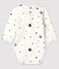 Baby-Body mit Kragen für Jungen aus Rippstrick mit Sternenmuster weiss MARSHMALLOW/weiss MULTICO