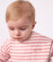 Lang&auml;rmeliges Baby T-Shirt aus Baumwolle mit Streifen. rosa/naturfarben