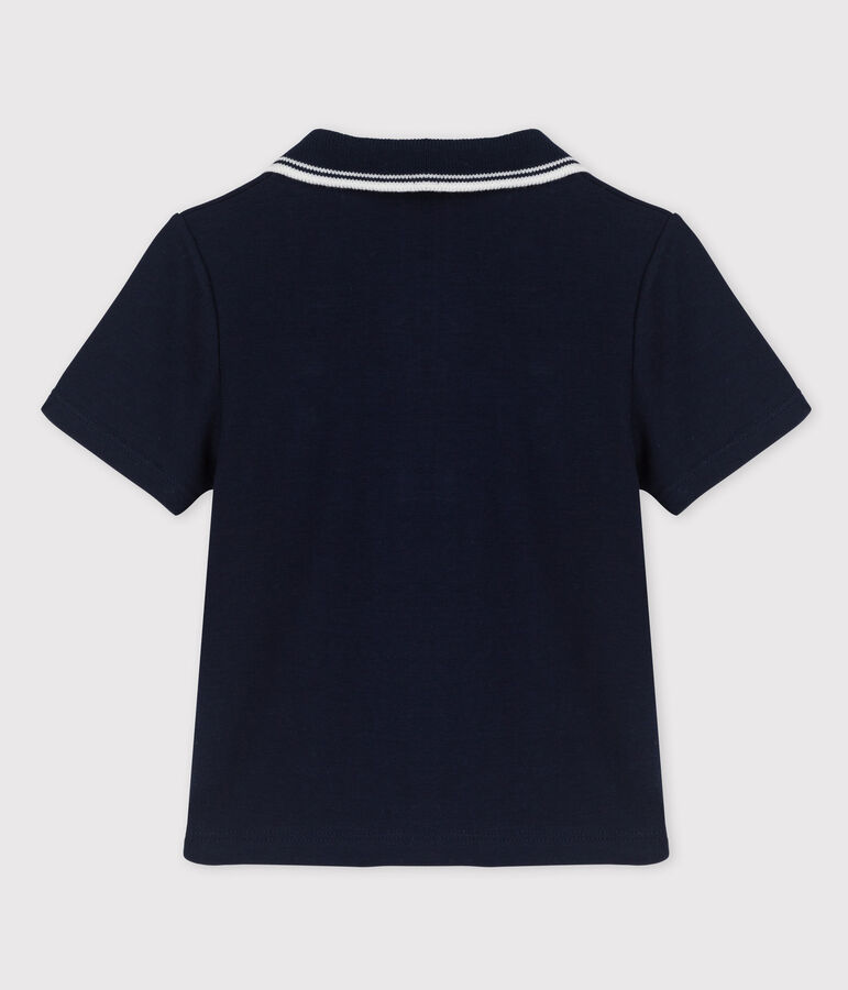 Kurz&auml;rmeliges Baby-Poloshirt aus Rippstrick f&uuml;r Jungen blau